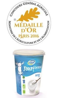 yaourt brassé nature Vilactée de Biodéal médaille d'or au Concours Général Agricole 2016